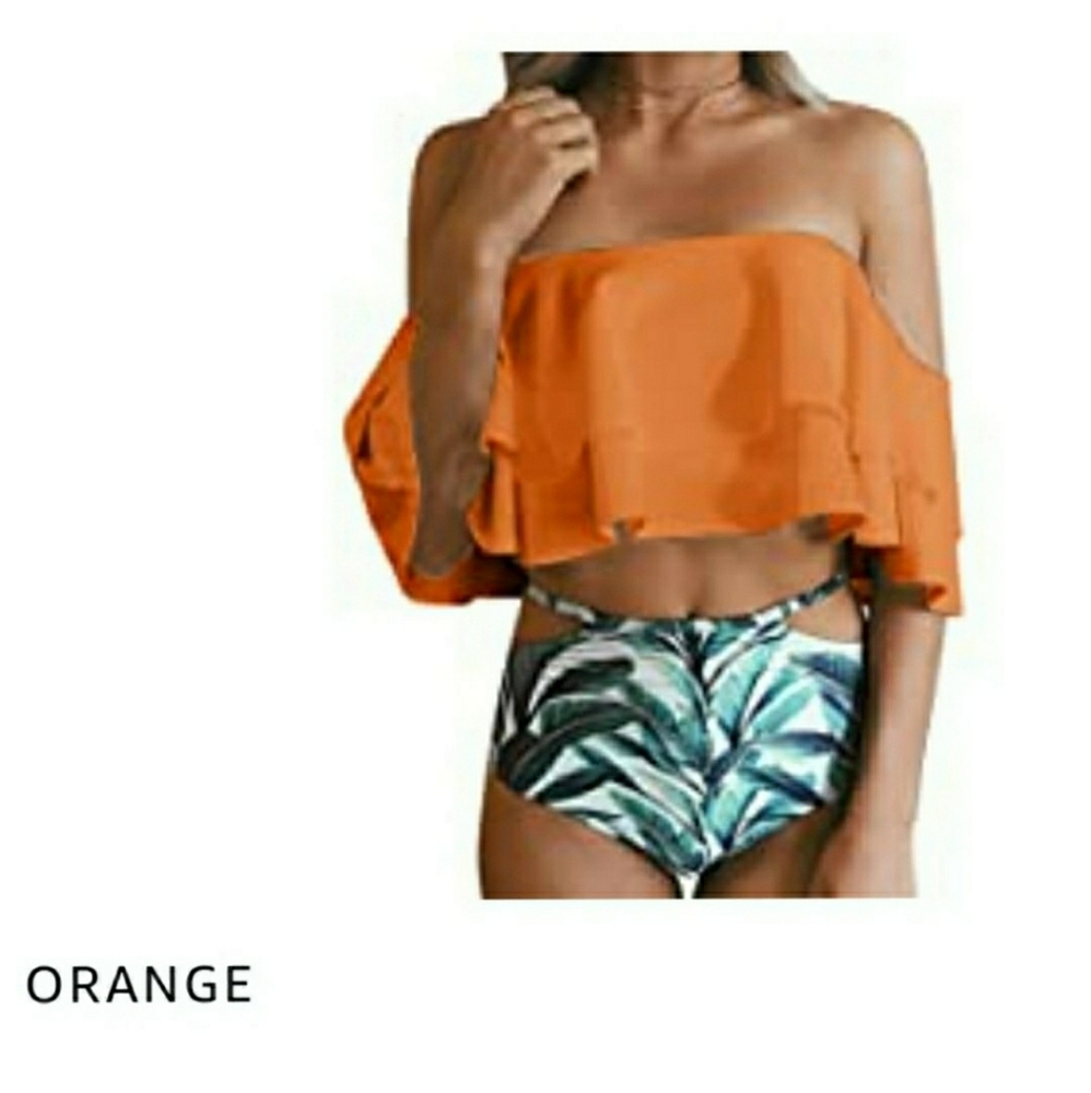 🌊2/$20 Ruffle off shoulder High waisted bikini
